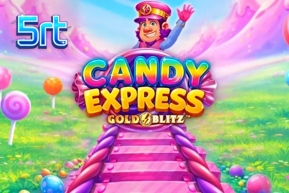 Tampilan visual ceria dari slot Candy Express Gold Blitz dengan tema kereta permen
